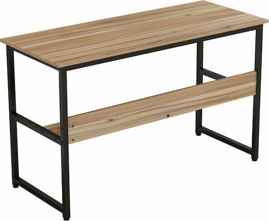 Birou Portis Din Lemn Culoarea Nucii - Negru Cu Picioare Metalice 120x50x75cm