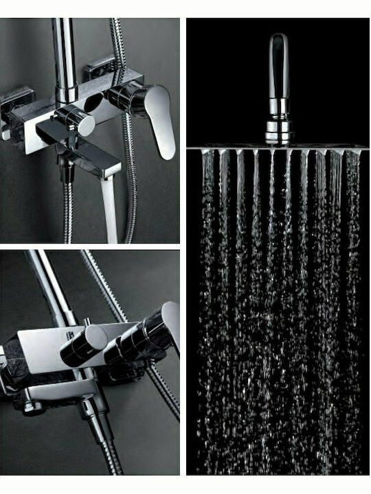 Imex Bristol Ρυθμιζόμενη Στήλη Ντουζ με Μπαταρία 100-162cm Ασημί