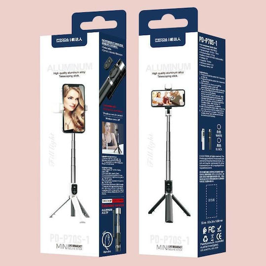 Proda PD-P70S-1 Selfie Stick Trepied Pentru Telefon Mobil Telecomandă Bluetooth Negru
