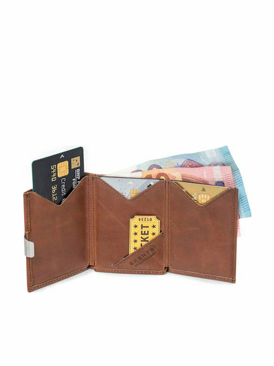 Δερμάτινο Ανδρικό Πορτοφόλι Καρτών με RFID Καφέ