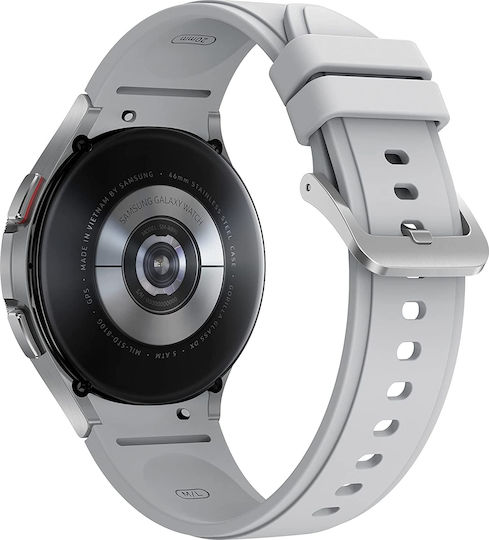 Samsung Galaxy Watch4 Classic Bluetooth Stainless Steel 46mm Waterproof with Heart Rate Monitor (Silver)
