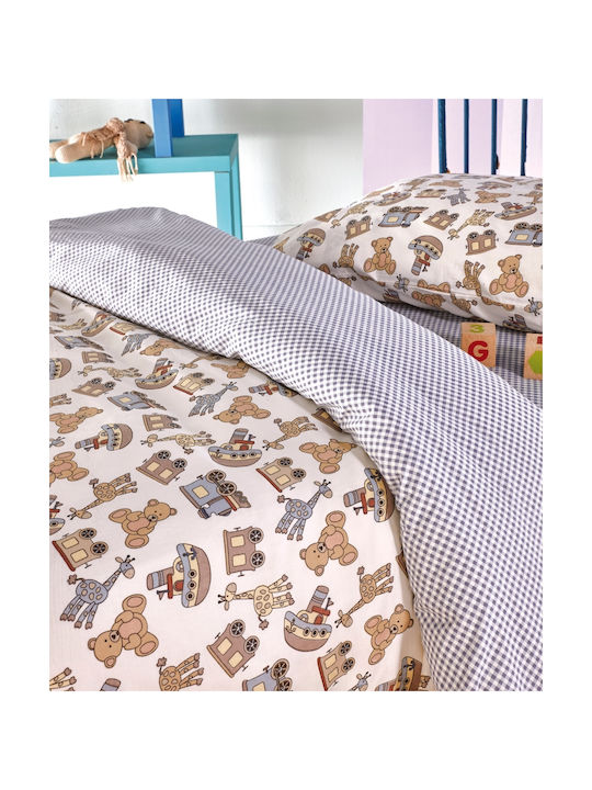 Kentia Retro Set Kids Duvet Cover Single with Pillowcase Cotton Brown 160x240cm