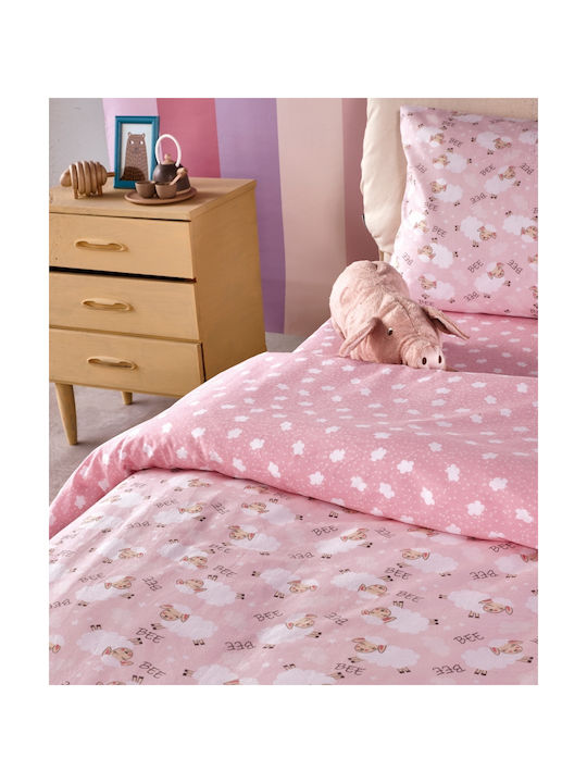 Kentia Merinos Set Kids Duvet Cover Single with Pillowcase Cotton Pink 160x240cm