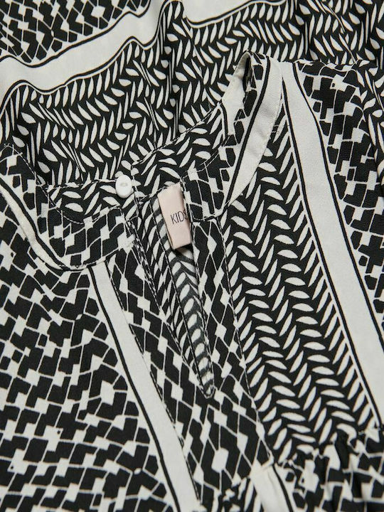 Kinderkleid Langärmelig Gestreift Schwarz