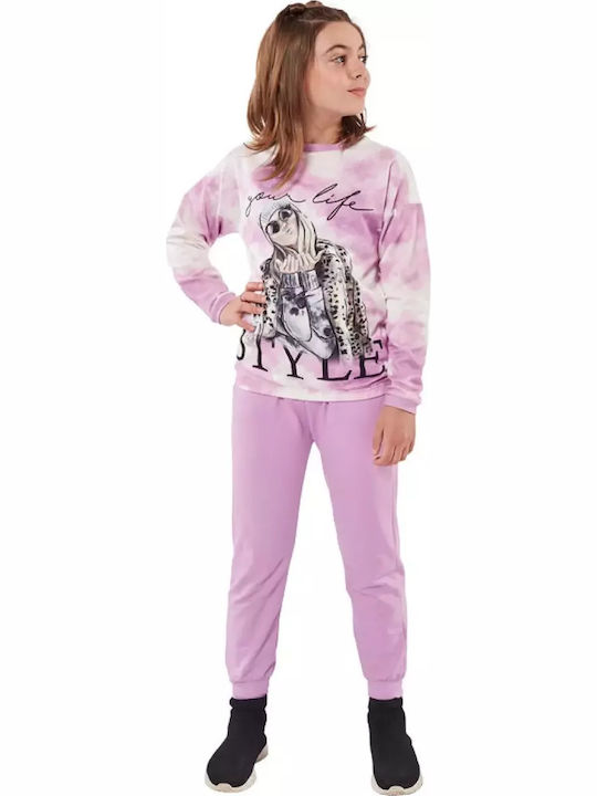 Εβίτα Kids Sweatpants Set Lilac 2pcs