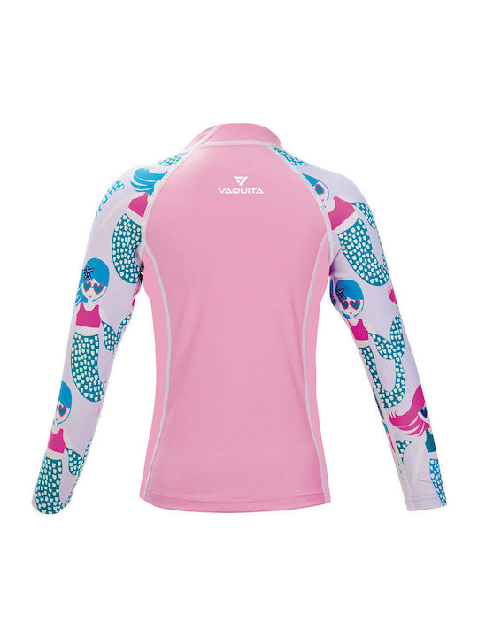Vaquita Παιδικό Μαγιό Αντιηλιακή (UV) Μπλούζα με Μακρύ Μανίκι για Κορίτσι Ροζ