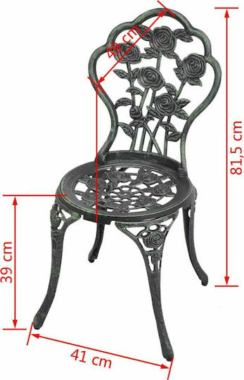 Outdoor Chair Aluminum Green 2pcs 41x49x81.5cm