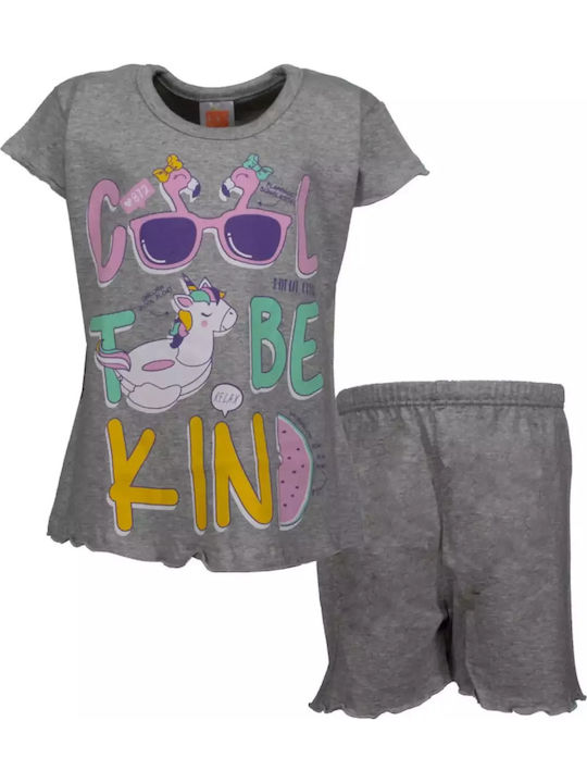 Nina Club Cool Set Top & Bottom Kids Summer Pyjamas Gray