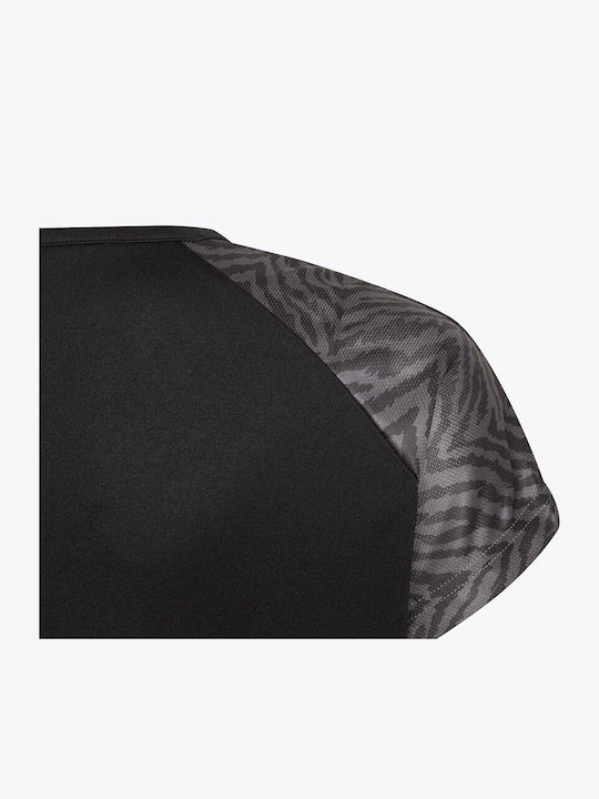 Kinder-Crop-Top Kurzarm Schwarz PERFORMANCE