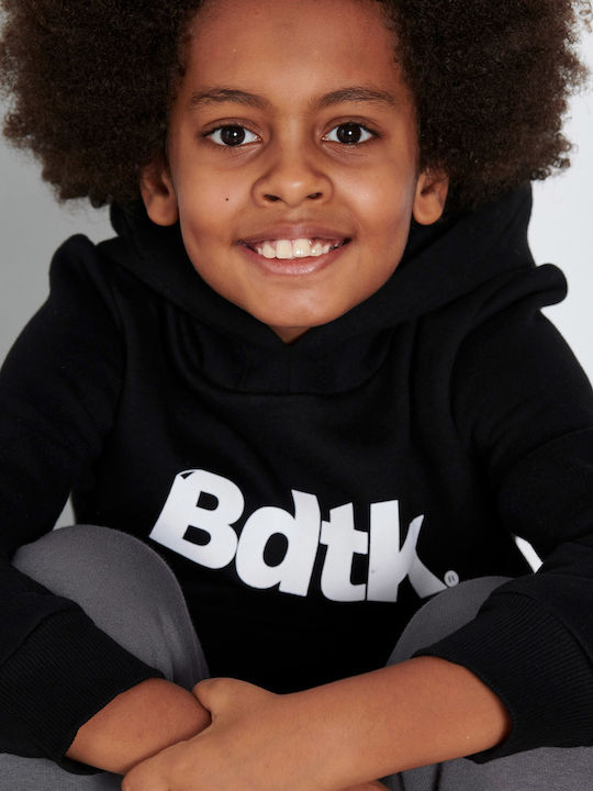 Fleece Kids Sweatshirt with Hood and Pockets Black