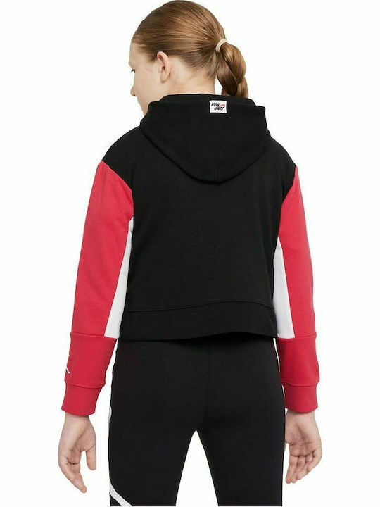Fleece Kids Sweatshirt with Hood and Pockets Black Jumpman