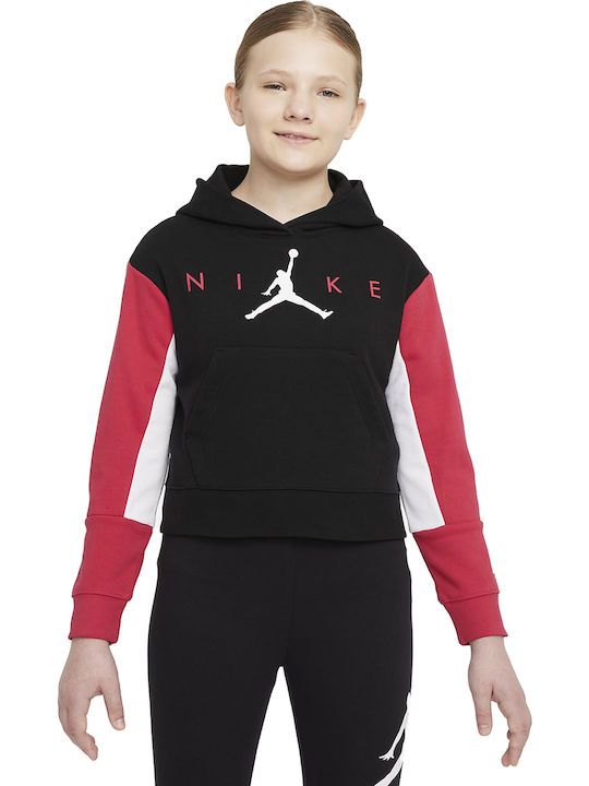 Fleece Kids Sweatshirt with Hood and Pockets Black Jumpman