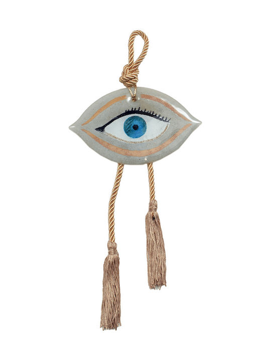 Handmade glass eye charm ''Kallistis'' DBAG33 36cm. Eyelash white -