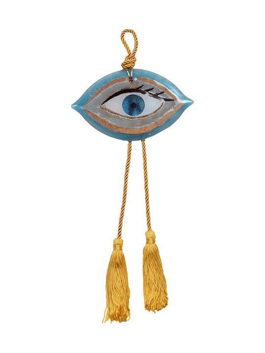 Handmade glass eye charm ''Kallistis'' DBAG21 38cm. Eyelash light blue -