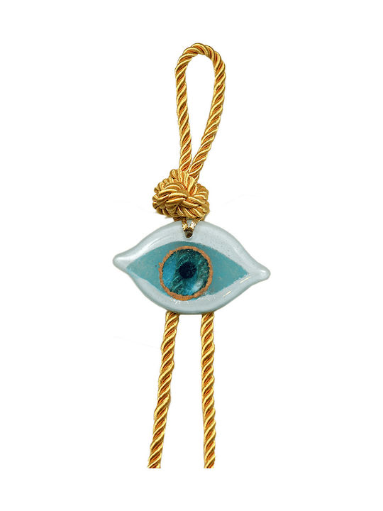 Handmade glass eye charm ''Kallistis'' DBAG17 32cm white-yellow-gold -