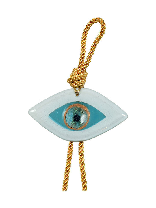 Handmade glass eye charm ''Kallistis'' DBAG15 40cm white-yellow-gold -