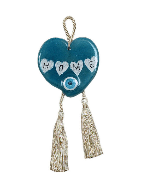 Glass charm handmade heart light blue ''Kallistis'' 22,5cm -