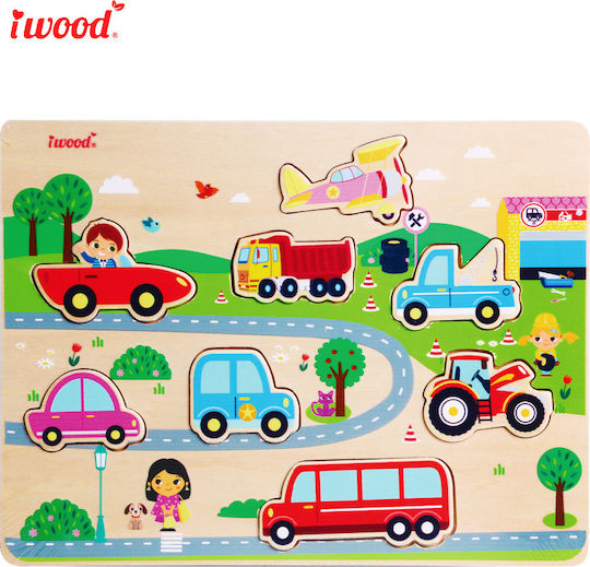 Ξύλινο Παιδικό Puzzle Σφηνώματα Vehicle 8pcs iwood