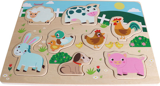 Holz Kinder Steckpuzzle Farm Animal für 1+ Jahre 9pcs iwood