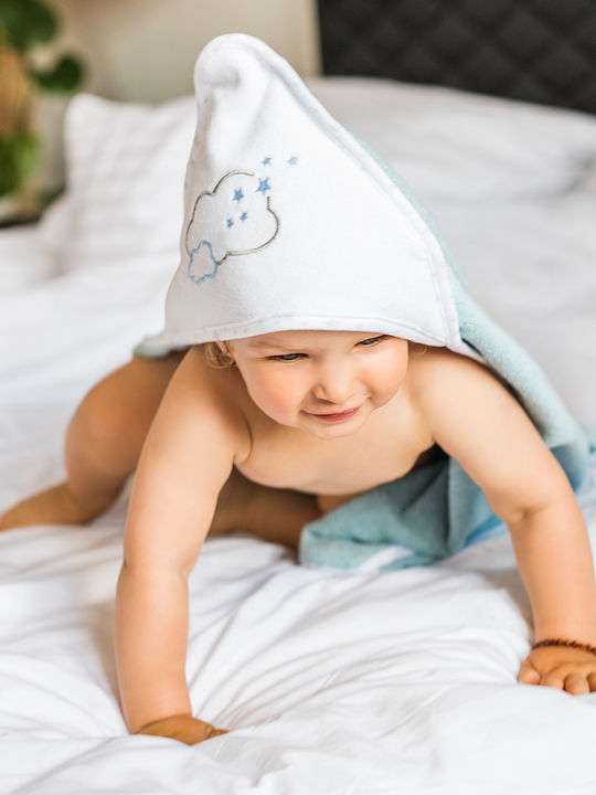 Babyono Baby Hooded Bath Towel Blue 100x100cm