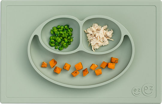 Ezpz Happy Mini Square Green Silicone Baby Weaning Tray for 24+ Months