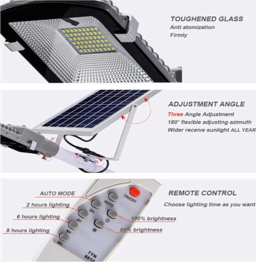 Factory Ηλιακό Φωτιστικό Δρόμου 70W 7500lm Ψυχρό Λευκό 6500K με Τηλεχειριστήριο IP67