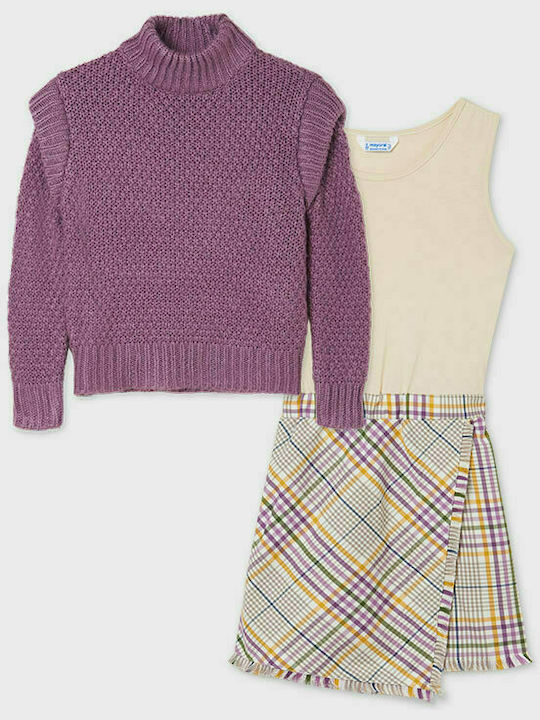 Mayoral Kids Dress Checked Long Sleeve Multicolour