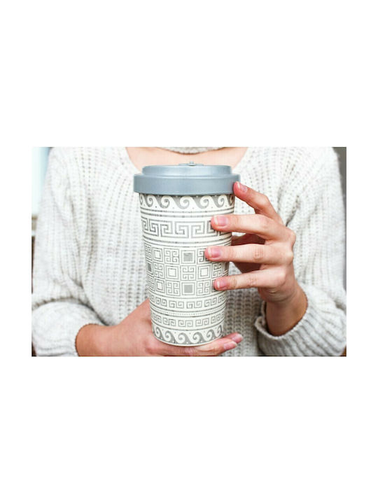Woodway Greek Mug Bamboo with Lid White 500ml