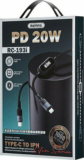 Remax Litxn Series RC-193i Braided USB-C to Lightning Cable 20W Μαύρο 1m