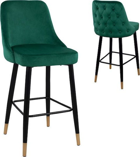 Stool Bar with Backrest Upholstered with Velvet Paige Cypress 2pcs 51x57x110cm