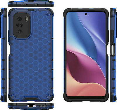 Hurtel Honeycomb Plastic Back Cover Durable Blue (Poco F3 / Mi 11i)