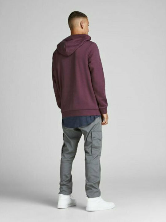 Jack & Jones Men's Sweatshirt with Hood and Pockets Burgundy