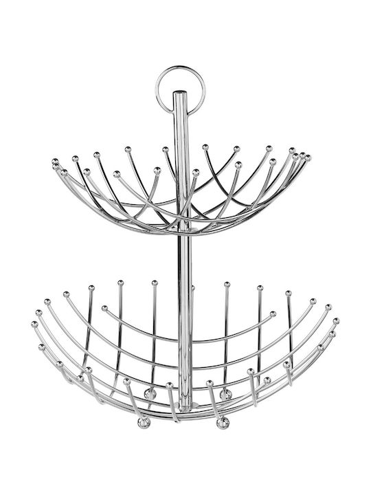 Aria Trade Obstschale Metallisch 2 Niveaus Silber 27.5x27.5x40cm