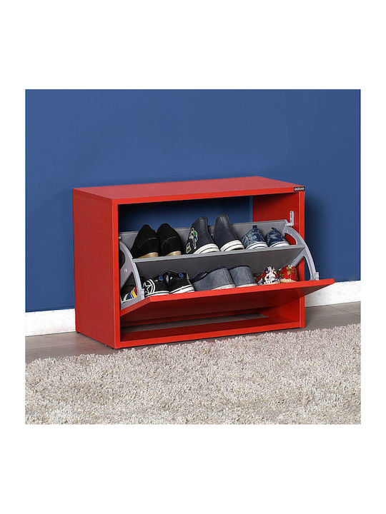 Wooden Shoe Organizer Step V6 with 2 Shelves Red M60xD30xH42cm
