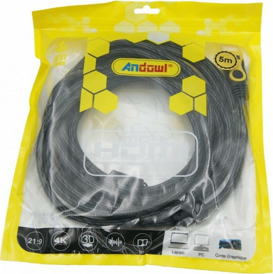Jiexin Braided Cable HDMI male - HDMI male 1.5m Μαύρο