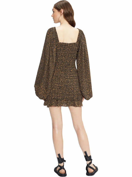 Ted Baker Wyatte Mini Dress with Ruffle Brown