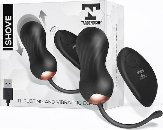 Tardenoche Shove Thrusting & Vibrating Egg with Remote Control Vibrator Egg cu Telecomandă 8.5cm Negru