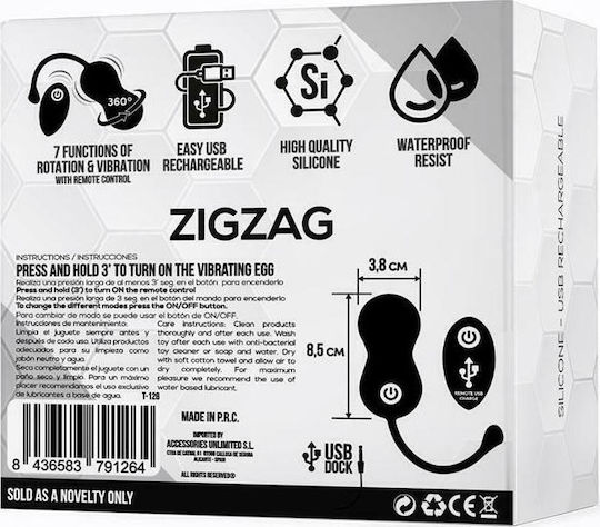 Tardenoche Zigzag Vibrating & Zigzagging Egg with Remote Control Mini Δονητής Egg με Απομακρυσμένο Έλεγχο 8.5cm Black