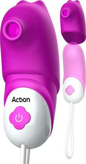 Action No 13 2 in 1 Vibe with Pulsation Function & Air Suction Вибратор Bullet с Дистанционно Управление 9.5см Розов