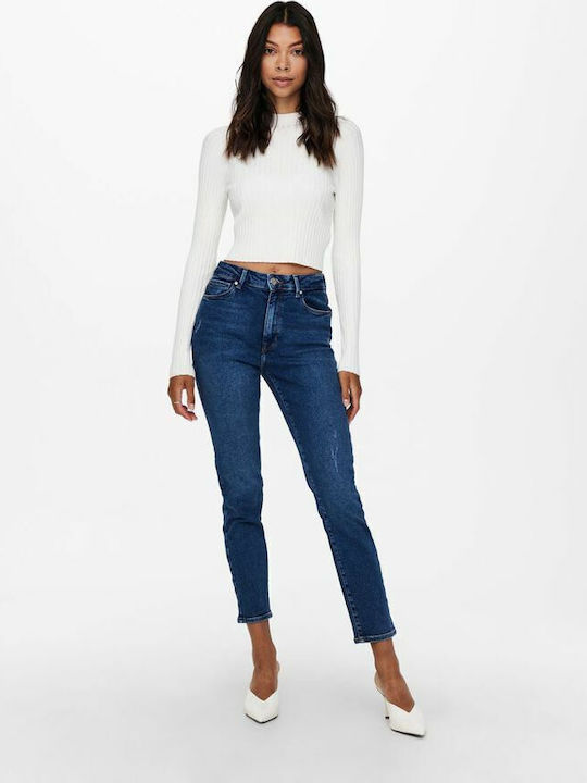 Women's Crop Top Turtleneck Long Sleeve Cloud Dancer