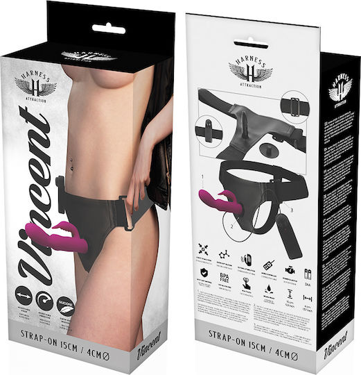 Harness Attraction Rabbit Vincent Harness με Dildo 15cm σε Φούξια Χρώμα