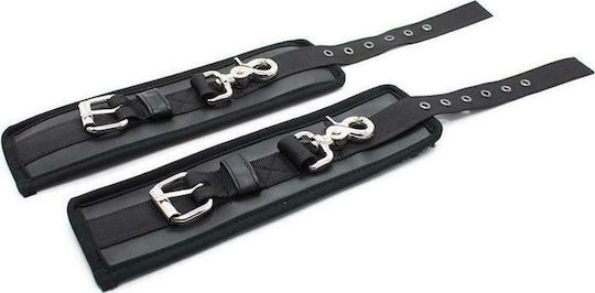 Fetish Addict Leather Handcuffs with Big Hoops Handschellen in Schwarz Farbe