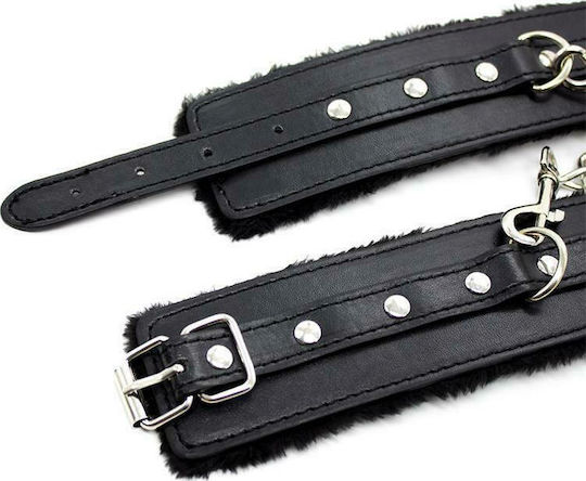 Fetish Addict Fur Lined Adjustable Anklecuffs 35cm Χειροπέδες σε Μαύρο Χρώμα