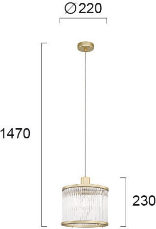Viokef Karolina Pendant Light Gold with Crystals for Socket E27 22x220cm