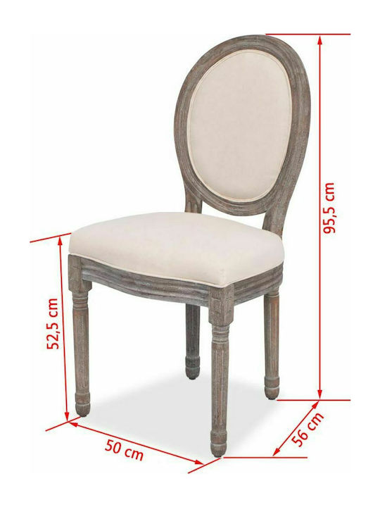 Stühle Speisesaal Cream 6Stück 50x56x95.5cm