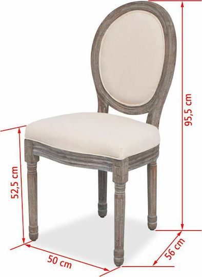 Dining Room Fabric Chair Cream 50x56x95.5cm 6pcs