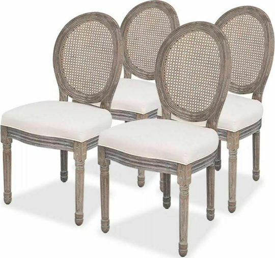 Stühle Speisesaal Cream 4Stück 50x56x95.5cm