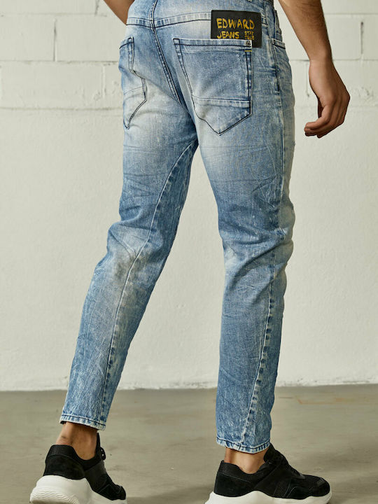 Edward Jeans MP-JNS-S21-019 Pantaloni de Bărbați din Jean în Linie Tapered spălate cu acid MP-D-JNS-S21-019-LIGHT