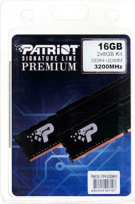 Patriot Signature Line Premium 16GB DDR4 RAM cu 2 module (2x8GB) și Viteză 3200 pentru Desktop