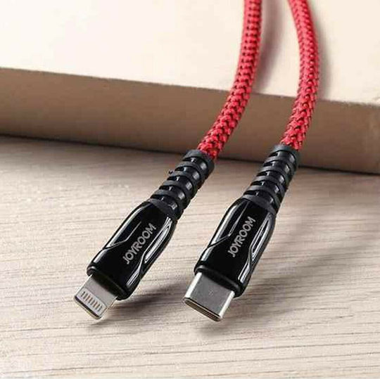 Joyroom S-1224K1 Плетен USB-C Мъжки към Lightning Кабел 20W Червен 1.2м 87001